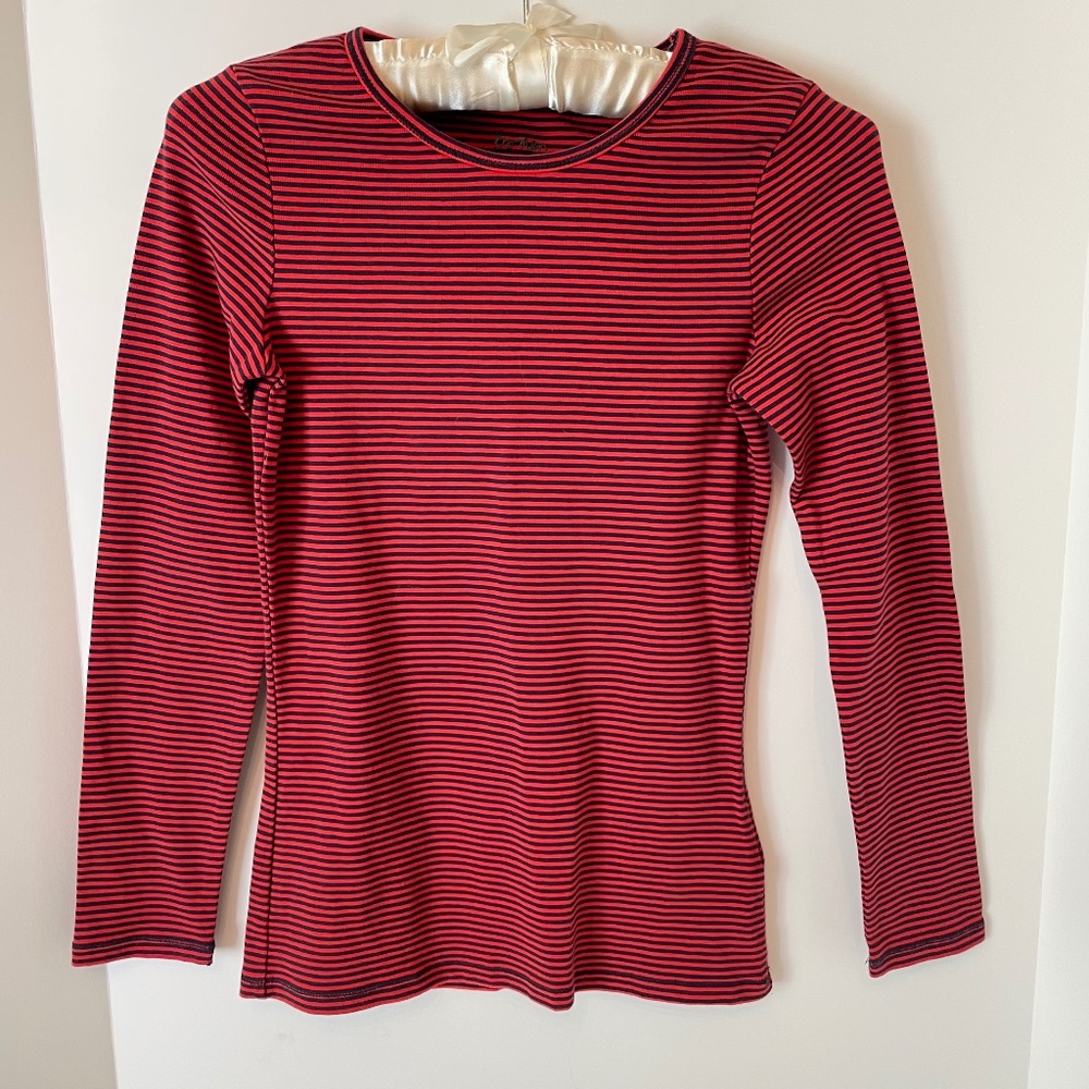 Boden Essential Crewneck Tee Navy Red Stripe Cotton 4